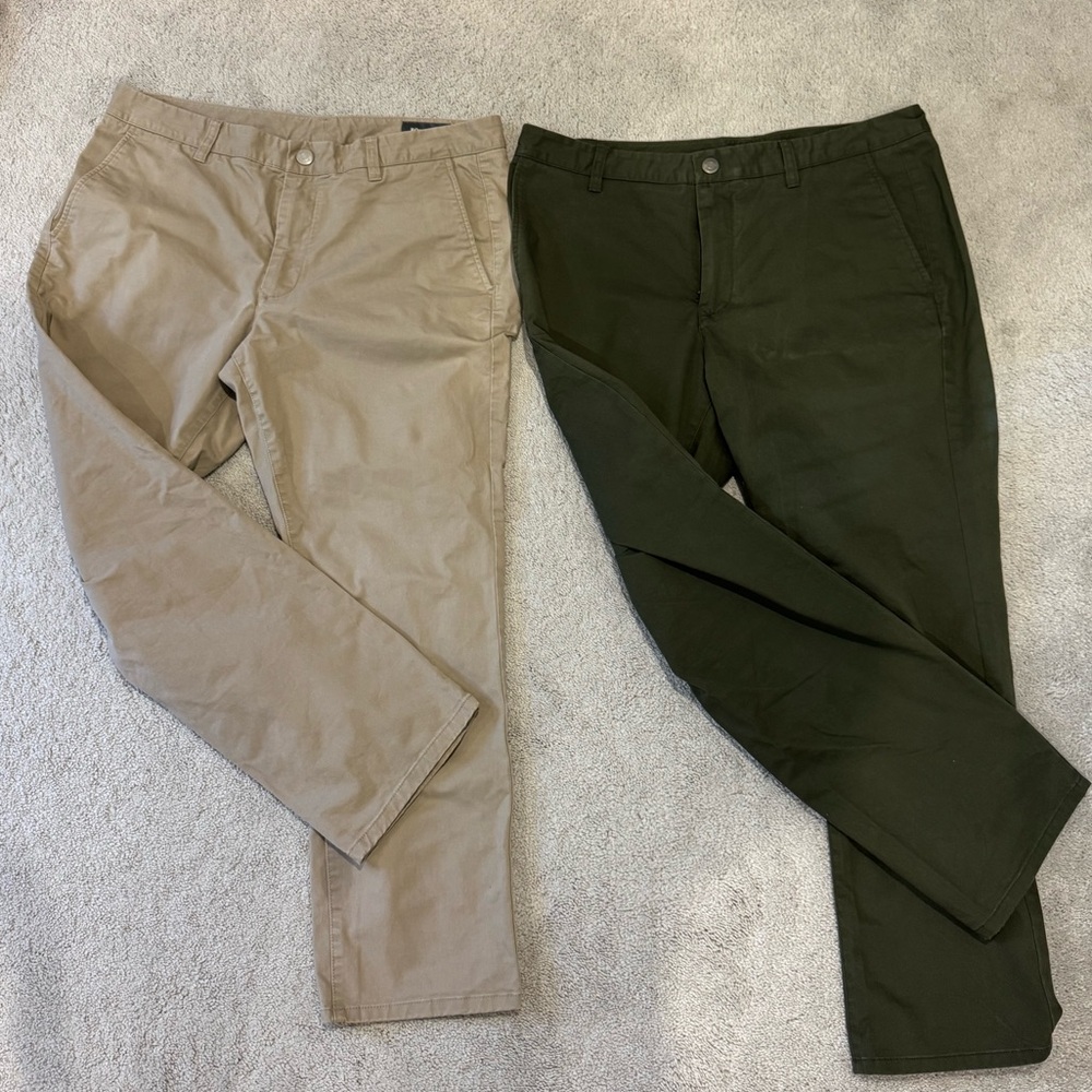 Bonobos Tan and Dark Green Chinos